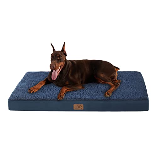 Bedsure Large Dog Bed Washable - Orthopedic Dog Bed and Mattress Mat for Dog Crate with Removable Plush Sherpa Cover, Gifts for Dog