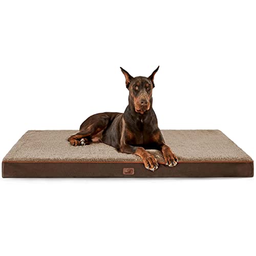 Bedsure Large Dog Bed Washable - Orthopedic Dog Bed and Mattress Mat for Dog Crate with Removable Plush Sherpa Cover, Gifts for Dog