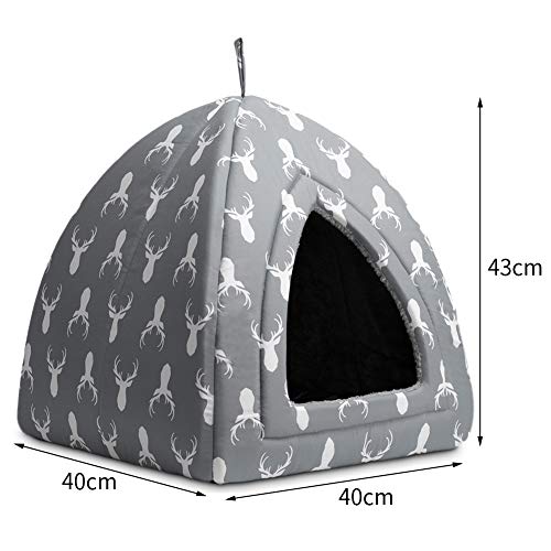 Hollypet Cat Bed Kitten Bed Self-Warming 2-in-1 Foldable Comfortable Igloo Triangle Pet Tent House