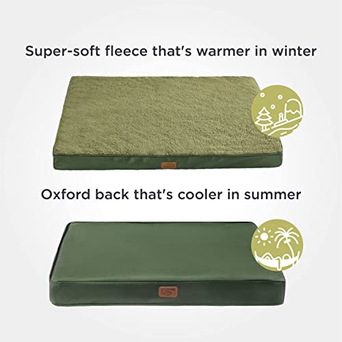Bedsure Large Dog Bed Washable - Orthopedic Dog Bed and Mattress Mat for Dog Crate with Removable Plush Sherpa Cover, Gifts for Dog