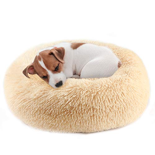 Vanansa Small Cat Bed for Indoor Cats, Self-Warming Donut kitty beds for Small Cats Improving Sleep and Keeping Warm, Washable Pet bed with Anti Slip Base