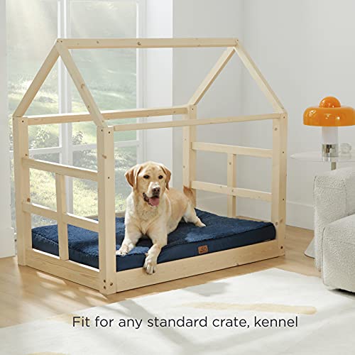 Bedsure Large Dog Bed Washable - Orthopedic Dog Bed and Mattress Mat for Dog Crate with Removable Plush Sherpa Cover, Gifts for Dog