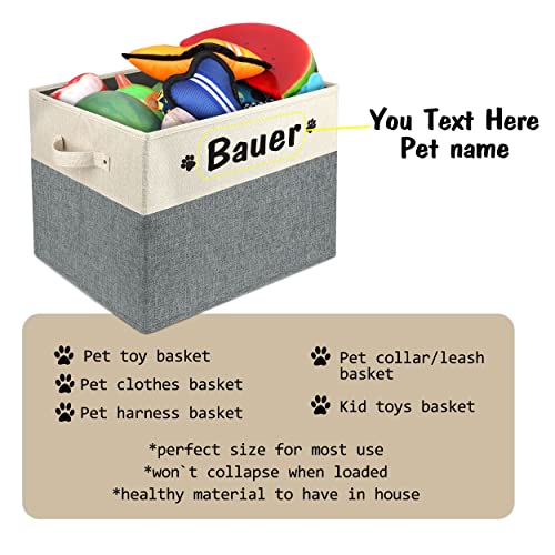 PET ARTIST Personalized Dog Toy Bin for Dog Toys Accessories - Foldable Dog Toy Basket Storage Box for Pet Toys,Dog Coat