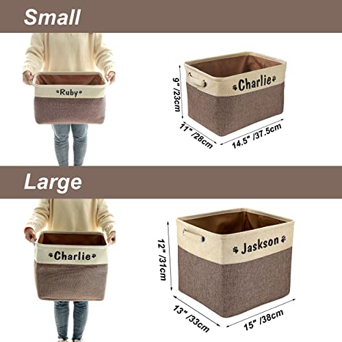 PET ARTIST Personalized Dog Toy Bin for Dog Toys Accessories - Foldable Dog Toy Basket Storage Box for Pet Toys,Dog Coat