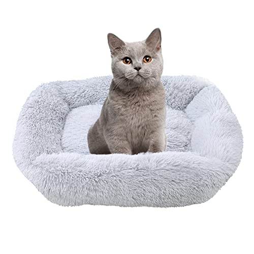 Vanansa Small Cat Bed for Indoor Cats, Self-Warming Donut kitty beds for Small Cats Improving Sleep and Keeping Warm, Washable Pet bed with Anti Slip Base