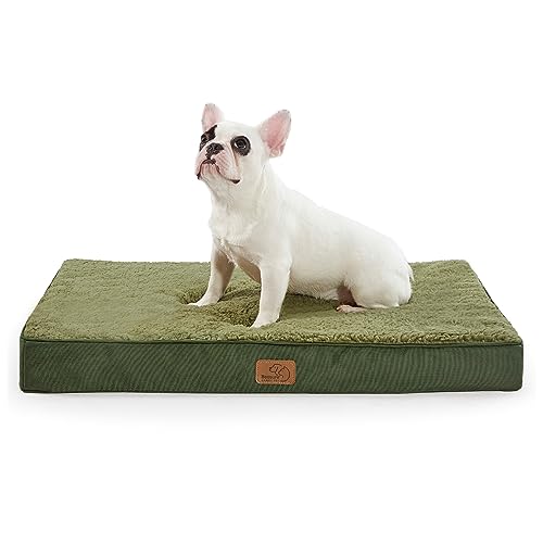 Bedsure Large Dog Bed Washable - Orthopedic Dog Bed and Mattress Mat for Dog Crate with Removable Plush Sherpa Cover, Gifts for Dog