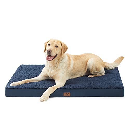 Bedsure Large Dog Bed Washable - Orthopedic Dog Bed and Mattress Mat for Dog Crate with Removable Plush Sherpa Cover, Gifts for Dog