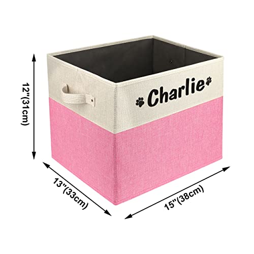 PET ARTIST Personalized Dog Toy Bin for Dog Toys Accessories - Foldable Dog Toy Basket Storage Box for Pet Toys,Dog Coat