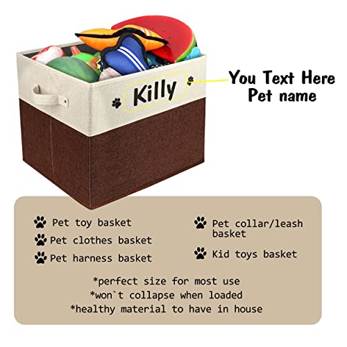 PET ARTIST Personalized Dog Toy Bin for Dog Toys Accessories - Foldable Dog Toy Basket Storage Box for Pet Toys,Dog Coat