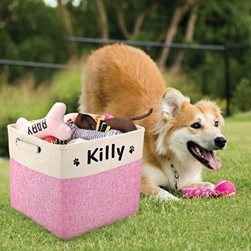 PET ARTIST Personalized Dog Toy Bin for Dog Toys Accessories - Foldable Dog Toy Basket Storage Box for Pet Toys,Dog Coat