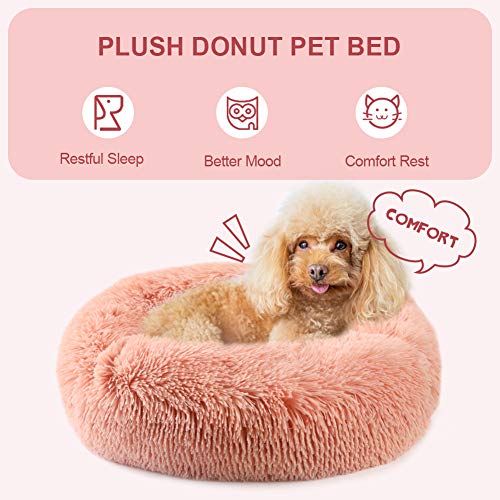 Vanansa Small Cat Bed for Indoor Cats, Self-Warming Donut kitty beds for Small Cats Improving Sleep and Keeping Warm, Washable Pet bed with Anti Slip Base