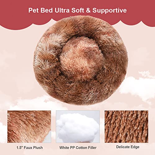 Vanansa Small Cat Bed for Indoor Cats, Self-Warming Donut kitty beds for Small Cats Improving Sleep and Keeping Warm, Washable Pet bed with Anti Slip Base