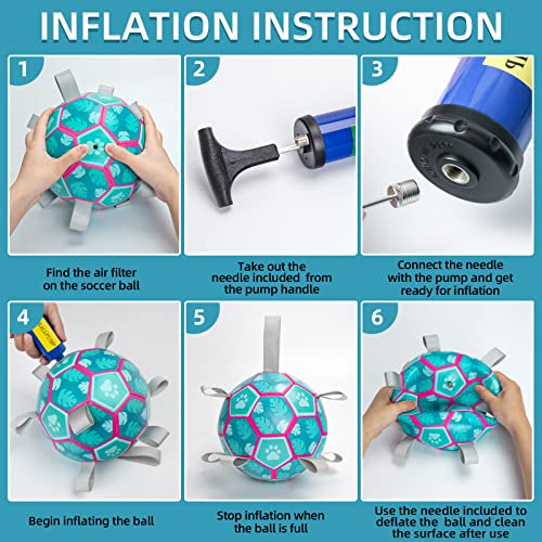 HETOO Dog Toys, Interactive Dog Football Toys with Grab Tabs, Durable Dog Balls for Small Medium Breed Dog Water Toy Indoor & Outdoor, Gift for Dogs