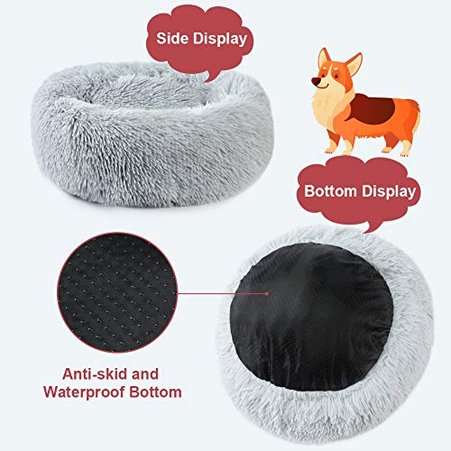 Vanansa Small Cat Bed for Indoor Cats, Self-Warming Donut kitty beds for Small Cats Improving Sleep and Keeping Warm, Washable Pet bed with Anti Slip Base