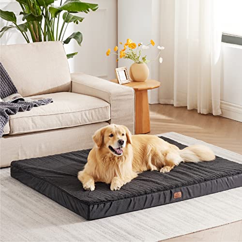 Bedsure Large Dog Bed Washable - Orthopedic Dog Bed and Mattress Mat for Dog Crate with Removable Plush Sherpa Cover, Gifts for Dog
