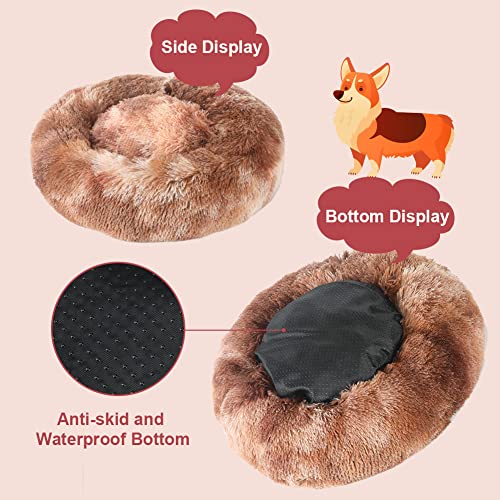 Vanansa Small Cat Bed for Indoor Cats, Self-Warming Donut kitty beds for Small Cats Improving Sleep and Keeping Warm, Washable Pet bed with Anti Slip Base