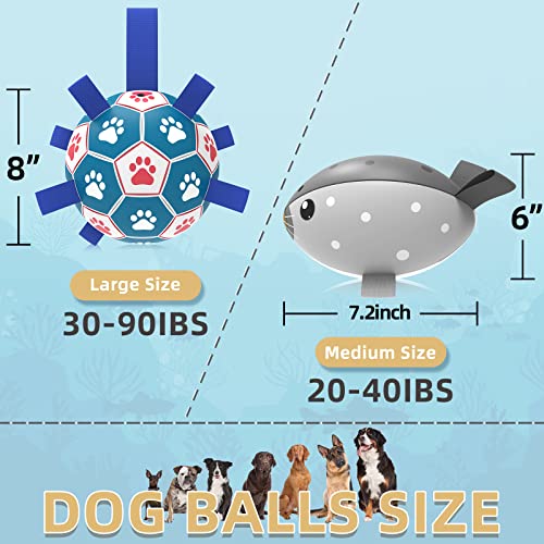 HETOO Dog Toys, Interactive Dog Football Toys with Grab Tabs, Durable Dog Balls for Small Medium Breed Dog Water Toy Indoor & Outdoor, Gift for Dogs