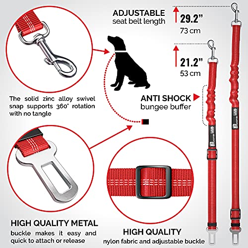Seat Belt for dogs with Anti shock Bungee Buffer One of Important Car Travel Accessories for Dogs Adjustible, Elastic