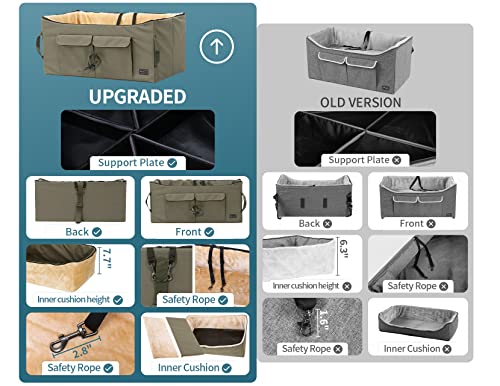Petsfit Dog Car Seat, Upgraded Dog Booster Seat for Medium Dogs or 2 Small Dogs, Pet Travel Car Booster Seat for Front and Back Seats with Washable Double-Sided Cushion and 2 Safety Leashes