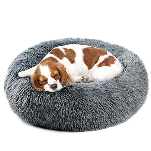 Vanansa Small Cat Bed for Indoor Cats, Self-Warming Donut kitty beds for Small Cats Improving Sleep and Keeping Warm, Washable Pet bed with Anti Slip Base