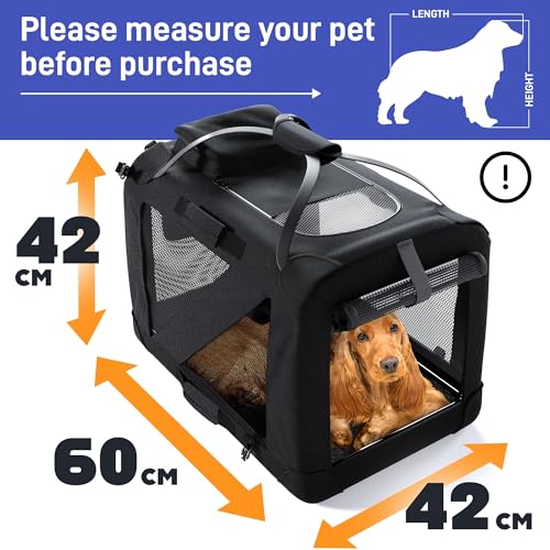 PetProved Dog Travel Crate Dog Carrier Cat Carrier Large Pet Carrier for Medium Dogs Puppy Carrier Soft Fabric Dog Car Crate Collapsible for Car