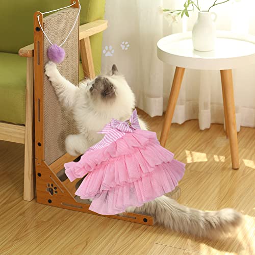 VANVENE Pet Dog Dresses for Small Dogs, Puppy Kitten Bowknot Striped Mesh Vest Tutu Princess Fancy Dress Skirt Apparel Supplies for Pomeranian Chihuahua Small Breed Dogs Cats Doggy