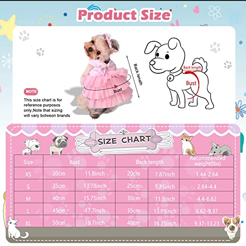 VANVENE Pet Dog Dresses for Small Dogs, Puppy Kitten Bowknot Striped Mesh Vest Tutu Princess Fancy Dress Skirt Apparel Supplies for Pomeranian Chihuahua Small Breed Dogs Cats Doggy