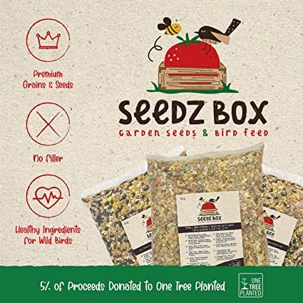 Bird Food Seed Feed Mix For Small Wild Garden Birds 1.8kg - SeedzBox Deluxe Grain & Nut Blend - Natural Food For Robins Blackbirds Sparrows - Millet Peanut Fats and Fibres