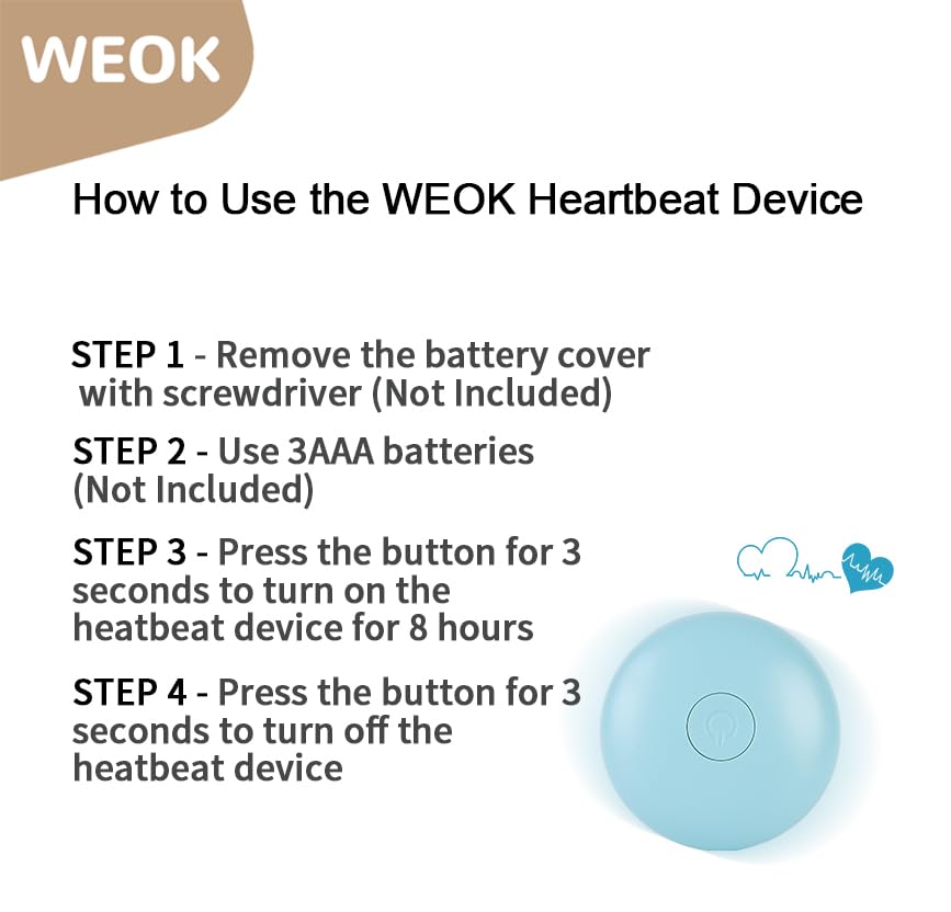WEOK Heartbeat Puppy Toy with Heat Packs for Pets,Dog Heartbeat Toy for Separation Anxiety Relief Behavioral Training Aid Toy, Heartbeat Stuffed Animal for Puppy Calming Aid Behavioral Aid