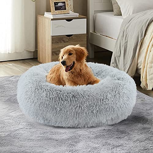 Vanansa Small Cat Bed for Indoor Cats, Self-Warming Donut kitty beds for Small Cats Improving Sleep and Keeping Warm, Washable Pet bed with Anti Slip Base