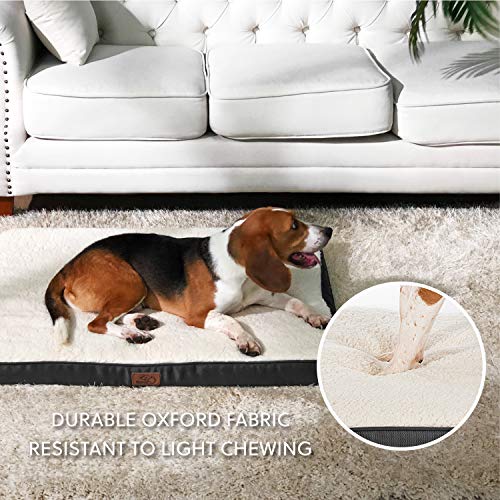 Bedsure Large Dog Bed Washable - Orthopedic Dog Bed and Mattress Mat for Dog Crate with Removable Plush Sherpa Cover, Gifts for Dog