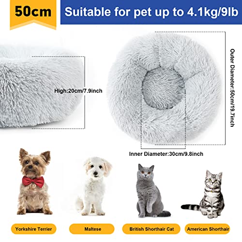 Vanansa Small Cat Bed for Indoor Cats, Self-Warming Donut kitty beds for Small Cats Improving Sleep and Keeping Warm, Washable Pet bed with Anti Slip Base