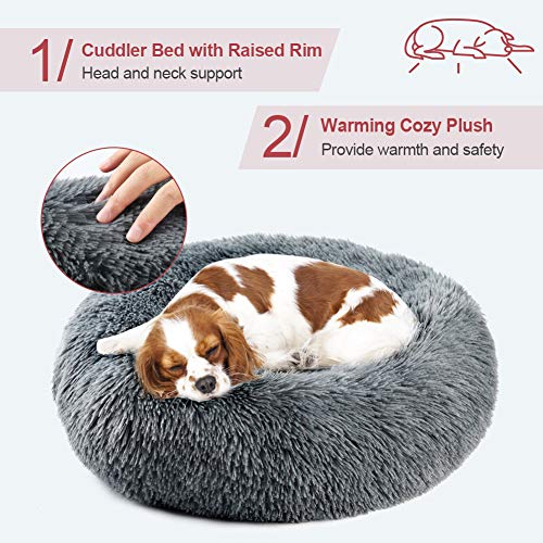 Vanansa Small Cat Bed for Indoor Cats, Self-Warming Donut kitty beds for Small Cats Improving Sleep and Keeping Warm, Washable Pet bed with Anti Slip Base