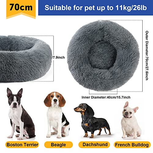 Vanansa Small Cat Bed for Indoor Cats, Self-Warming Donut kitty beds for Small Cats Improving Sleep and Keeping Warm, Washable Pet bed with Anti Slip Base