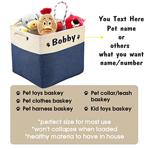 PET ARTIST Personalized Dog Toy Bin for Dog Toys Accessories - Foldable Dog Toy Basket Storage Box for Pet Toys,Dog Coat
