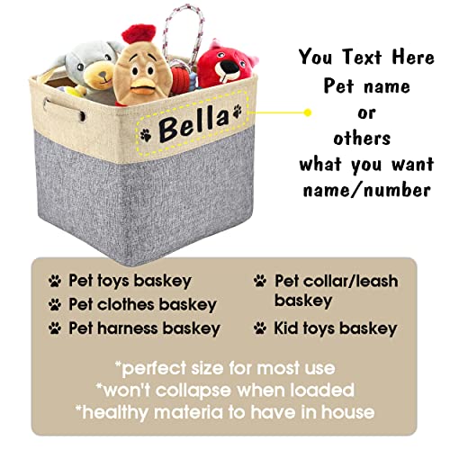 PET ARTIST Personalized Dog Toy Bin for Dog Toys Accessories - Foldable Dog Toy Basket Storage Box for Pet Toys,Dog Coat