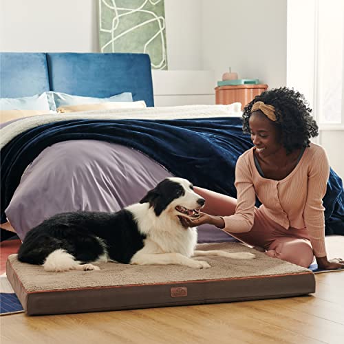 Bedsure Large Dog Bed Washable - Orthopedic Dog Bed and Mattress Mat for Dog Crate with Removable Plush Sherpa Cover, Gifts for Dog