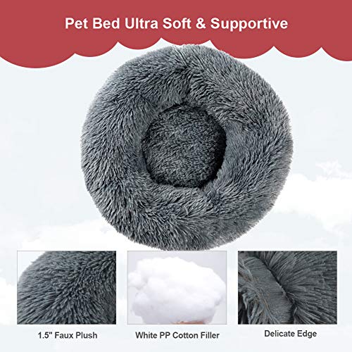 Vanansa Small Cat Bed for Indoor Cats, Self-Warming Donut kitty beds for Small Cats Improving Sleep and Keeping Warm, Washable Pet bed with Anti Slip Base