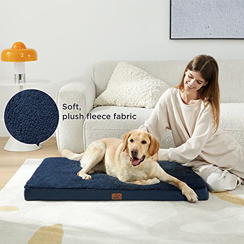 Bedsure Large Dog Bed Washable - Orthopedic Dog Bed and Mattress Mat for Dog Crate with Removable Plush Sherpa Cover, Gifts for Dog