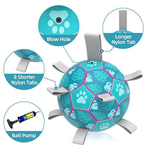 HETOO Dog Toys, Interactive Dog Football Toys with Grab Tabs, Durable Dog Balls for Small Medium Breed Dog Water Toy Indoor & Outdoor, Gift for Dogs