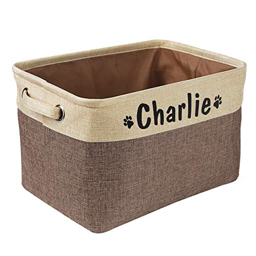 PET ARTIST Personalized Dog Toy Bin for Dog Toys Accessories - Foldable Dog Toy Basket Storage Box for Pet Toys,Dog Coat