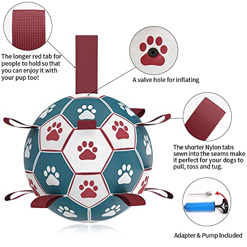 HETOO Dog Toys, Interactive Dog Football Toys with Grab Tabs, Durable Dog Balls for Small Medium Breed Dog Water Toy Indoor & Outdoor, Gift for Dogs