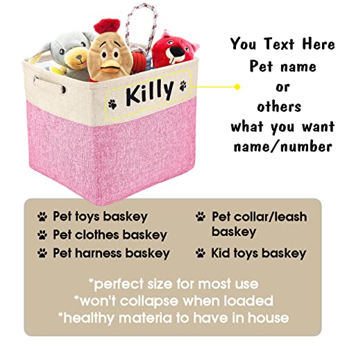 PET ARTIST Personalized Dog Toy Bin for Dog Toys Accessories - Foldable Dog Toy Basket Storage Box for Pet Toys,Dog Coat