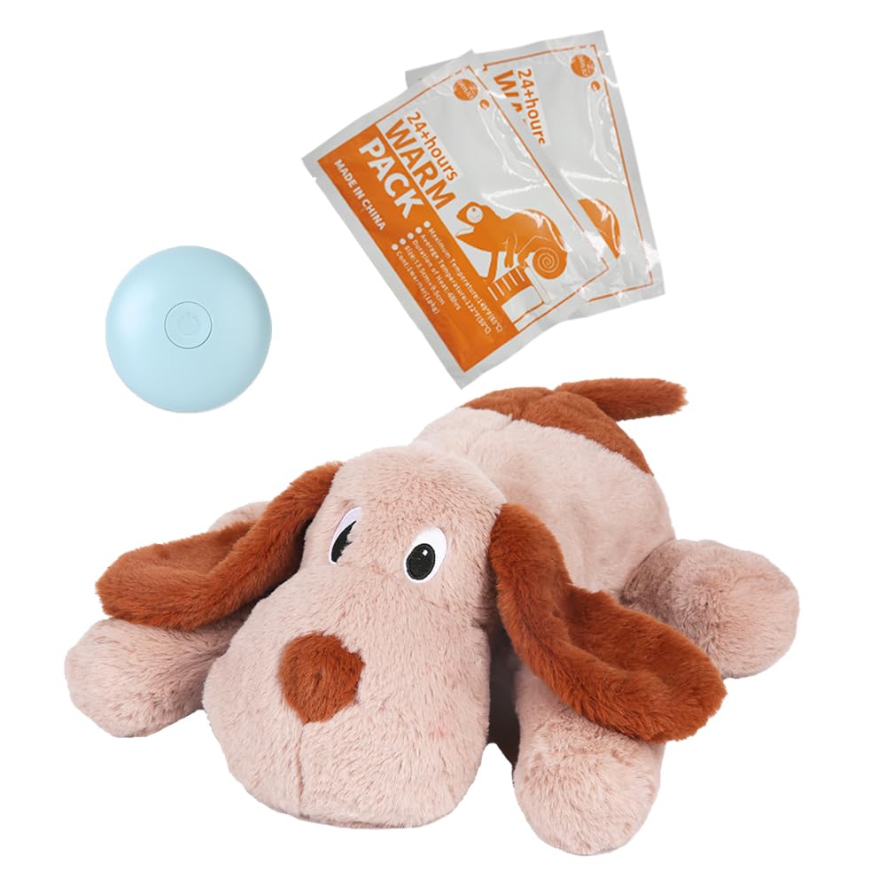 WEOK Heartbeat Puppy Toy with Heat Packs for Pets,Dog Heartbeat Toy for Separation Anxiety Relief Behavioral Training Aid Toy, Heartbeat Stuffed Animal for Puppy Calming Aid Behavioral Aid