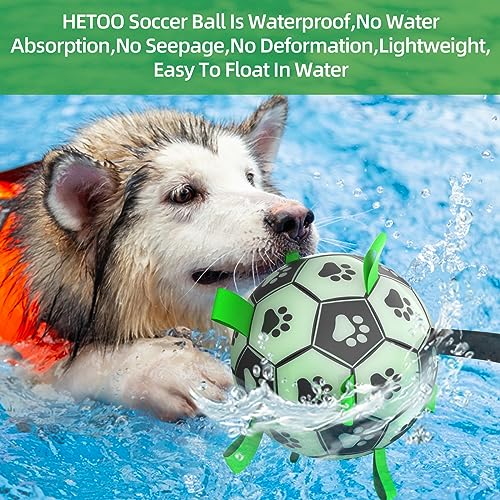 HETOO Dog Toys, Interactive Dog Football Toys with Grab Tabs, Durable Dog Balls for Small Medium Breed Dog Water Toy Indoor & Outdoor, Gift for Dogs