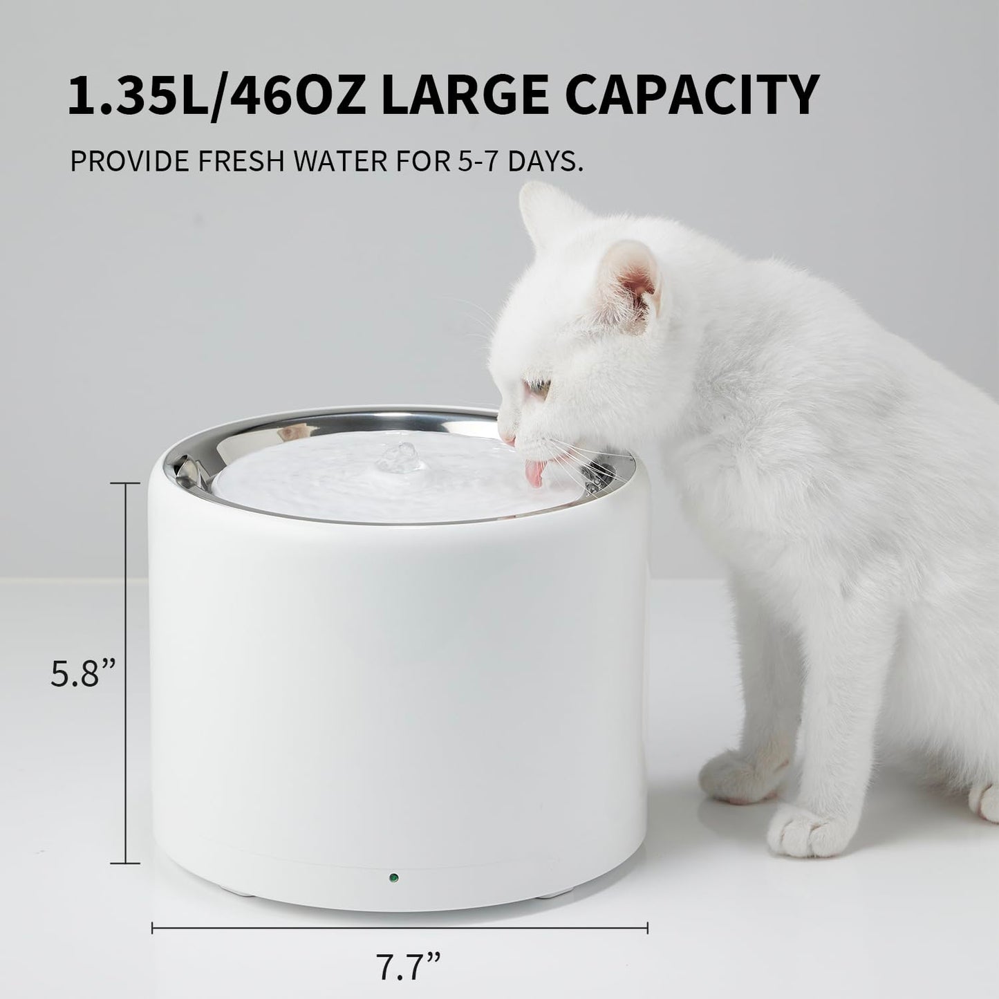 PETKIT Cat Water Fountain, UVC Wireless Pump, APP Control, 1.8L Cat Fountain Stainless Steel, Ultra Quiet, Hygienic Fresh Water for Cats Dogs, 3 Working Mode, Smart LED Light, Activated Carbon Filter