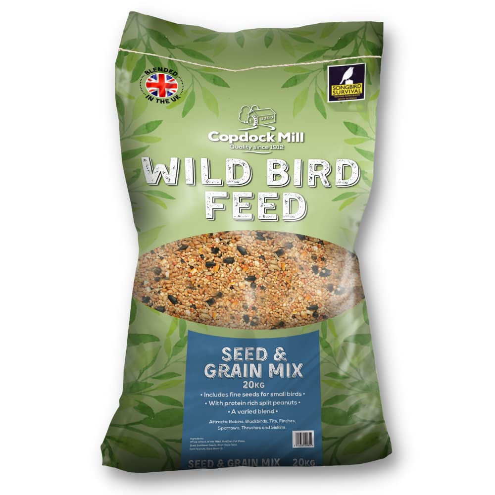 Copdock Mill Wild Bird Seed & Grain Mix Bag – All Year-Round High-Energy Wild Bird Food – 100% Natural Ingredients Including Sunflower Seeds and Peanuts