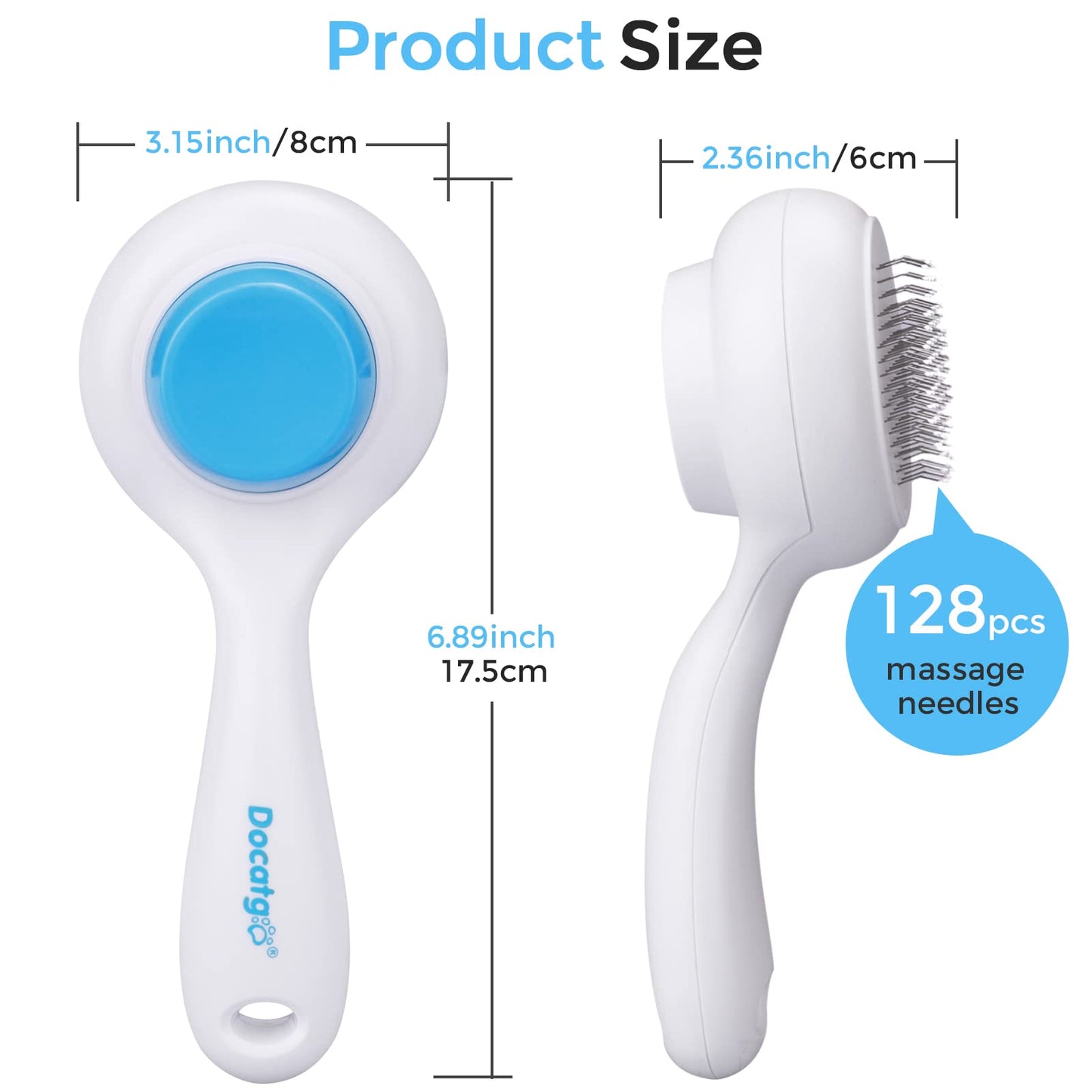 Docatgo Dog Brush Cat Brush Grooming Comb,Self Cleaning Cat Dog Slicker Brushes with Smooth handle,Pet Grooming Tool with Cleaning for Cat Dog Shedding Tools Cat Dog Massage Clean Tangled Brush