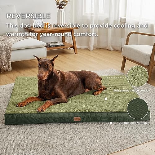 Bedsure Large Dog Bed Washable - Orthopedic Dog Bed and Mattress Mat for Dog Crate with Removable Plush Sherpa Cover, Gifts for Dog