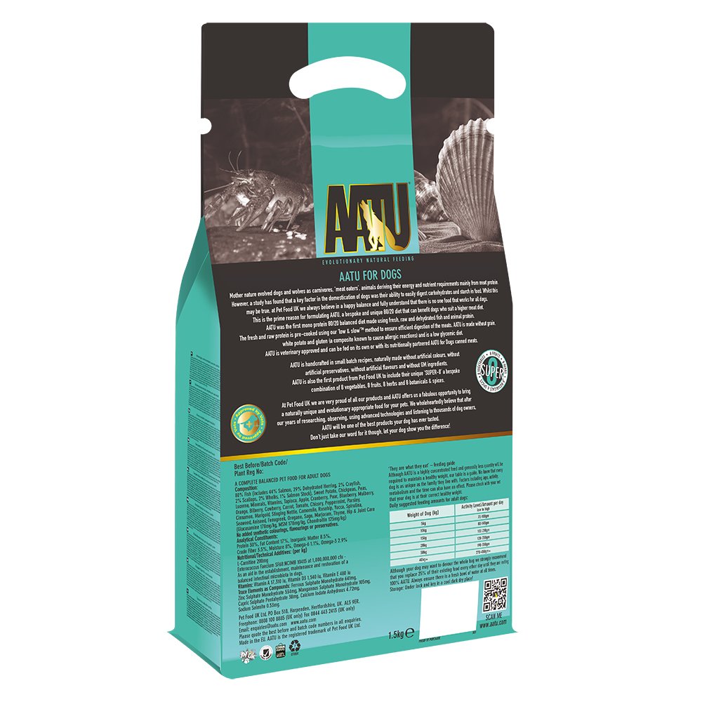 AATU 80/20 Dry Dog Food, Salmon, High Protein, Grain Free Recipe, No Artificial Ingredients